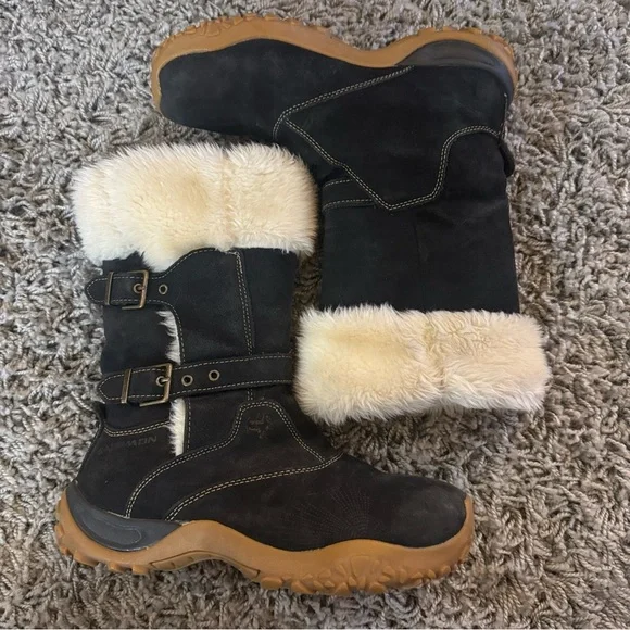 Salomon Women Lhasa Black Suede Fur Winter Snow Boots - Picture 5 of 16